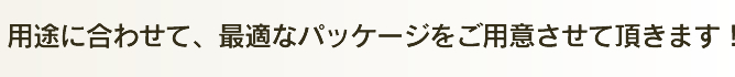 用途に合わせて、最適なパッケージをご用意させて頂きます！